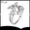 Vintage 925 silver double butterflies twins for women open ended ring