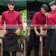 Custom made dark red shirt and black pant /apron Chef Uniforms restaurant waiter long sleeve work sets