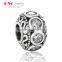 X326 Wholesale 925 Silver Initial Charms Diy With Clear Zircon Fits Snake Bracelet