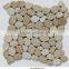 Pebble beige mosaic tile,natural marble stone