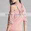 Super Soft High Quality Flench Terry Knit Hoodies Sexy New Fashion One Shoulder Design Solid Blank Oversized Hoodie With Pocket