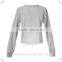 Womens Causal Sport Loose Fit Letter Print Crop Top Long Sleeve Crew Neck Cropped Sweatshirts with Raw Cut Hem Cropped Jumpers