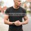 Stylish Blackout Hem Mesh Panel T-Shirt for Men Black Plain Cotton Spandex Gym T Shirt Short Sleeve Curved Hem T Shirt