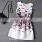 girl printed dress/beautiful girl sleeveless knee length printed dress/new design girl printed dress