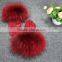 New Design Wine Red Sheep Leather Gloves With Thickness Raccoon Fur Cuff / Fur Gloves ,Ladies Winter Accessory