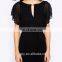 New arrival cup sleeve cut out back black chiffon evening dresses china