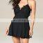 Holiday dresses new design black chiffon with black lace short party dress for fat women