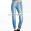 Long fashion light blue denim jeans for women