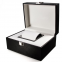 Elegant Rectangle Black Leather Custom Logo Gift Watch PU Box With Paper Sleeve And Box Pillow