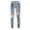 DiZNEW Tiger Pattern Destruction Skinny Denim Jeans Men for Male