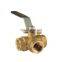 pn40 full bore 600WOG 1" Female NPT 3 way brass gas ball valve