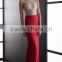 2015 New Sexy Red Spandex Evening Dress with Beading and Hpllow Out High Quality Boat Neck and Sleeveless Evening Dress