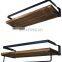 Hanging Metal brackets floating wall shelf wood