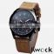japan movt water resistant stainless steel watch with leaher watch band