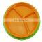 3-Compartments Candy Color Melamine Plastic Kids Dinner Dish, Candy Color Partition Dish Silicone Dinner Plate