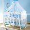 New type full size luxury baby crib solid wood pine twin cot bed for newborn baby