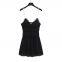 Spring new European and American style small bow decoration texture slim fit suspender dress for women