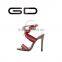 New style high heel sandal shoes Ankle strap high heel sandal shoes Tassels and metal decorated sandal shoes