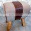 Canvas leather Industrial Stool in mango wood