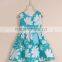 latest design girls dress with bow flower printed child fashion dress