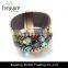 Ethnic China style woven acrylic rhinestone leather ribbon bracelet jewelry