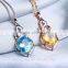 jewellery 925sterling silver 18K gold plat precious natural blue topaz yellow citrine gems pendant necklace turkish gold jewelry