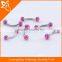 Double Crystals Beads Stainless Steel Eyebrow Rings Factory Direct Sale Body piercing jewelry