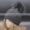 Wholesale big 18cm fur pompoms woolen knit cap and hat with real raccoon fur pompoms winter hat