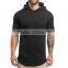 Men Fitness Clothing Longline Pullover Men's Short Sleeve Hoodie