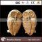natural stone carving status owls in grey and beige