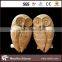natural stone carving status owls in grey and beige