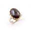 Handmade Two Tone 925 Silver Brass Ring With Garnet