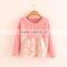 Fancy Girls Pullover Furry Mohair Swearer With Lace Flower Embroidery