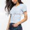 OEM service women cheap ribbed knit plain slim fit t shirt