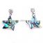 Unique five point star abalone shell earrings cut out star mosaic earrings laughing face shell earrings