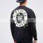 Fashion Design Black OEM Mens Oversized Sweatshirt with Printed Back & Sleeves Dropped Shoulder Crewneck Sweatshirt