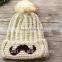 cartoon smile face lovely acrylic knitted with faux fur ball beanie women men autumn winter cap warm hat