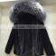 Myfur Navy Color Cotton Parka with Real Fox Fur Hooded Detachable Lining