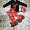 Christmas new design X-mas outfits baby kidswear reindeer leopard clothes red/white dot ruffle pant with accessories