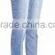 High Rise Two Tone Cropped Straight Legs Jeans Pants Denim with Staggered Hem