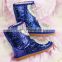 Aidocrystal direct factory winter blue half boots sparkle upper sequin fashion bling bling snow boots ladies