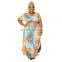 Plus Size XL-5XL Women Tie Dye Print V-neck Short Sleeve Slim Maxi Dress Fashion Streetwear Long Dresses Vestidos