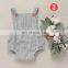 Girls Boys button Rompers Clothes Solid Yellow Blue Button Summer Linen Newborn Belt Jumpsuit Newborn Romper Onesies