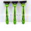 Latest hot selling disposable hair removing rubber handle shaver safety triple shaver