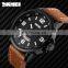 SKMEI 9115 quartz water resistant stainless steel back leather watches for men