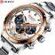 Men Quartz Wrist Watches Stainless Steel Strap Luxury Gold Chronograph Business Waterproof Watch