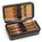 manufacturer 6 count Black leather high gross small wood cigar packing box travel case humidor