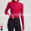 Quick Dry Slim Fit Running Fitness Jackets Long Sleeve Thumb Hole Sports Tops Women Half Zipper Stand Collar Yoga Jacket