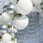 Cross Border Silver 4D Foil Balloons+White Latex Balloon+ Confetti Balloon Arch Set Party Wedding Decoration Party
