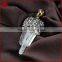 Wholesale natural clear aura crystal quartz boho pendants, black CZ paved crystal boho pendants